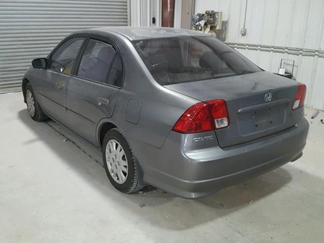 2HGES16545H503222 - 2005 HONDA CIVIC LX GRAY photo 3