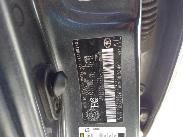 2T1BU40E79C141361 - 2009 TOYOTA COROLLA BA CHARCOAL photo 9