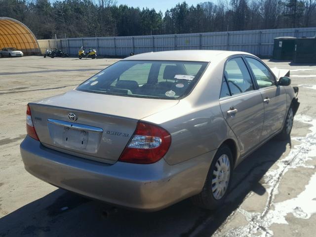 4T1BE32K12U067109 - 2002 TOYOTA CAMRY LE GOLD photo 4