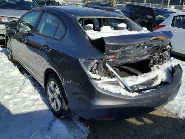 19XFB2F50DE043821 - 2013 HONDA CIVIC LX GRAY photo 3