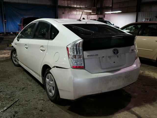 JTDKN3DU7A0056060 - 2010 TOYOTA PRIUS WHITE photo 3