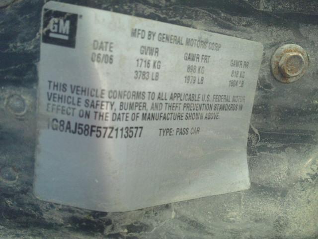 1G8AJ58F57Z113577 - 2007 SATURN ION LEVEL SILVER photo 10