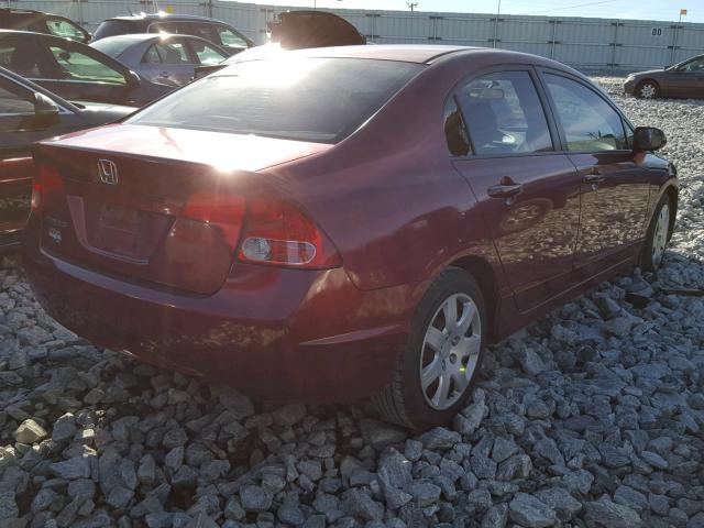 1HGFA16557L109533 - 2007 HONDA CIVIC LX RED photo 4