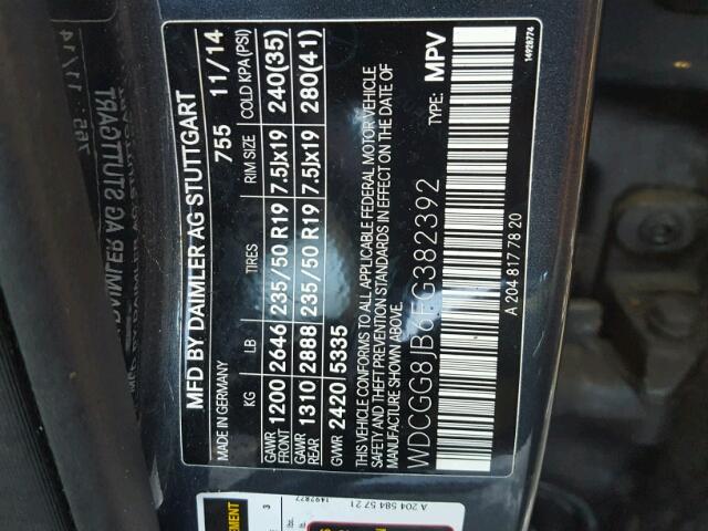 WDCGG8JB6FG382392 - 2015 MERCEDES-BENZ GLK 350 4M GRAY photo 10