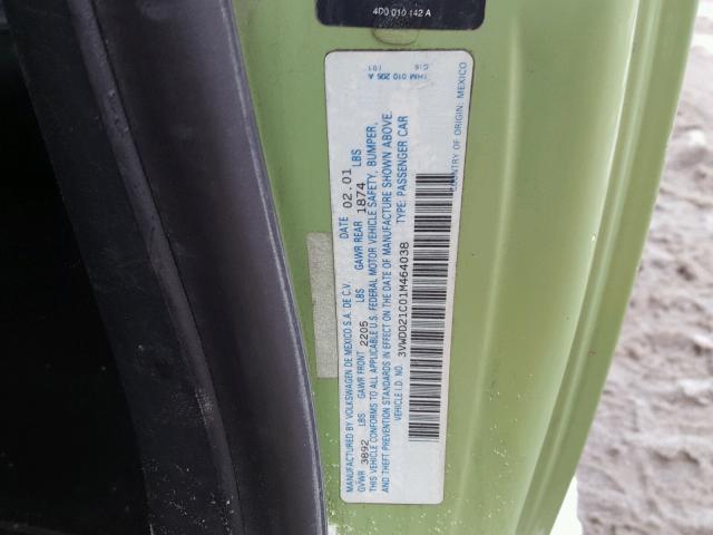 3VWDD21C01M464038 - 2001 VOLKSWAGEN NEW BEETLE 绿色 照片 10