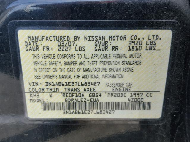 3N1AB61E27L683427 - 2007 NISSAN SENTRA 2.0 BLACK photo 10