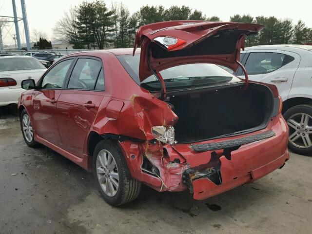 2T1BU40E79C132076 - 2009 TOYOTA COROLLA BA RED photo 3