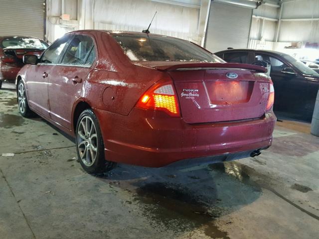 3FAHP0HA9BR210939 - 2011 FORD FUSION SE RED photo 3