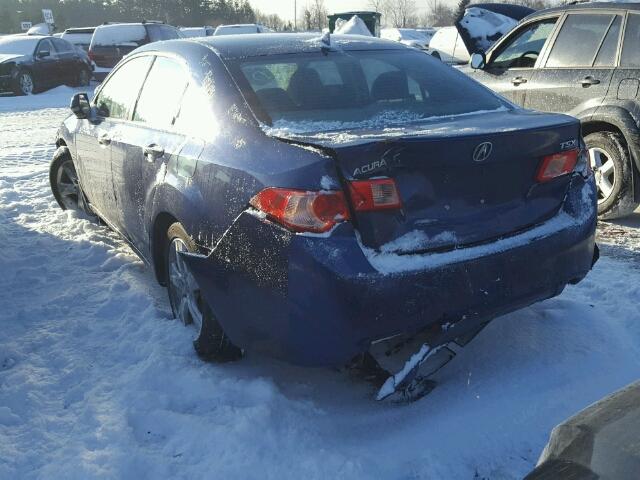 JH4CU2F64BC800518 - 2011 ACURA TSX BLUE photo 3