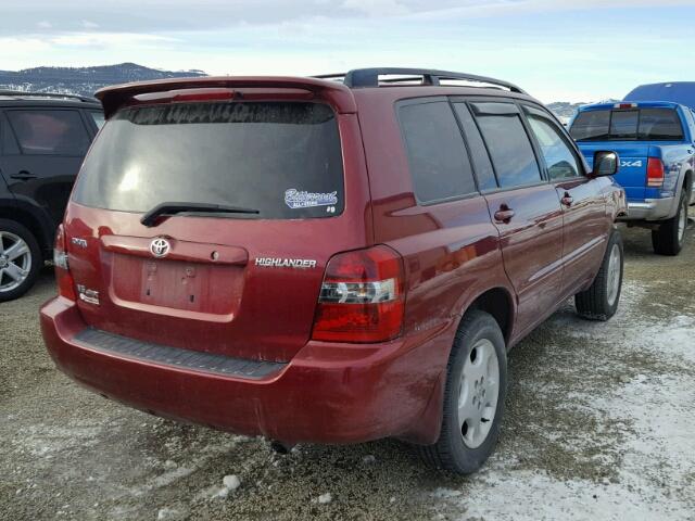 JTEEP21A740034085 - 2004 TOYOTA HIGHLANDER RED photo 4