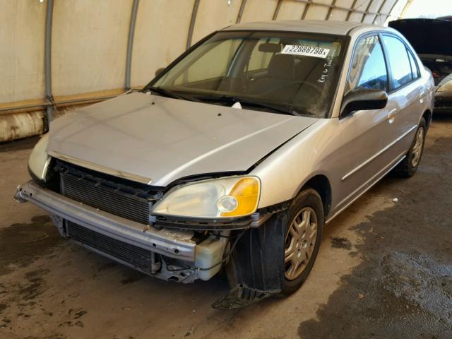 1HGES16552L045107 - 2002 HONDA CIVIC LX SILVER photo 2