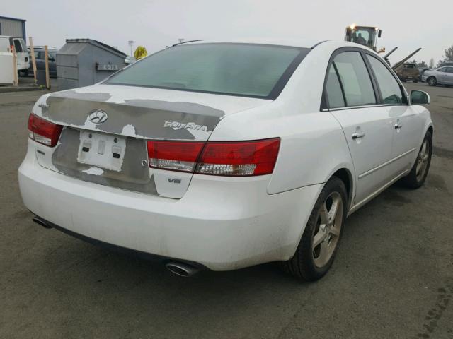 5NPEU46F87H186994 - 2007 HYUNDAI SONATA SE WHITE photo 4