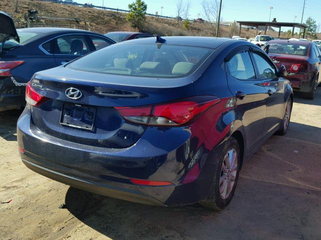 5NPDH4AE7EH540189 - 2014 HYUNDAI ELANTRA SE BLUE photo 4