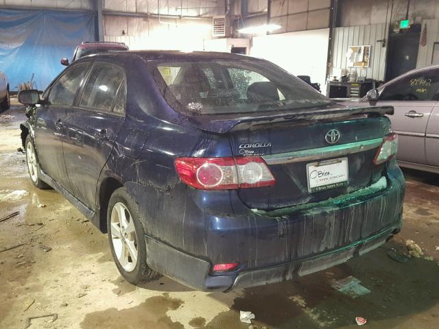 2T1BU4EEXDC122529 - 2013 TOYOTA COROLLA BA BLUE photo 3