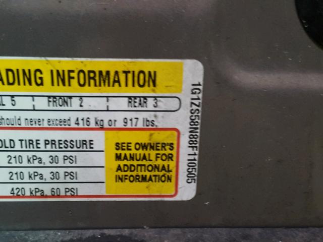 1G1ZS58N88F110505 - 2008 CHEVROLET MALIBU LS TAN photo 10