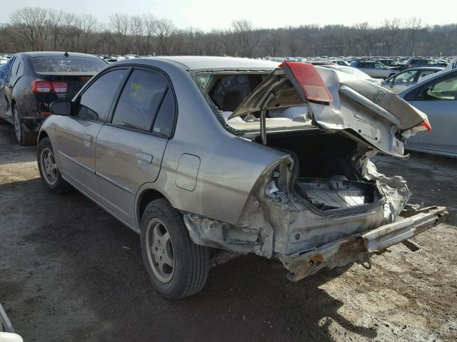 1HGES15571L065777 - 2001 HONDA CIVIC LX SILVER photo 3