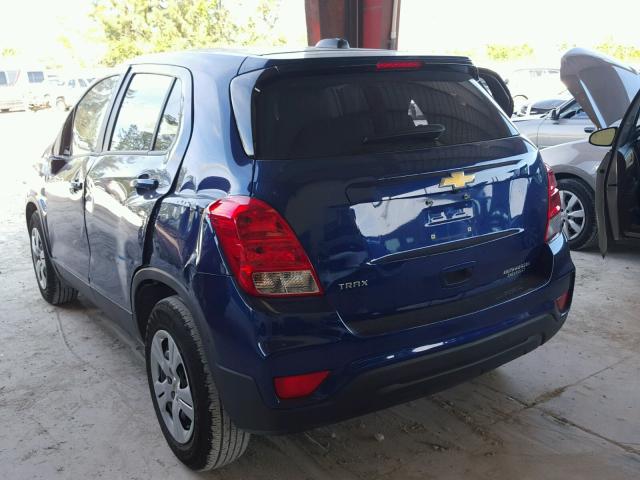 3GNCJKSB9HL158802 - 2017 CHEVROLET TRAX LS BLUE photo 3