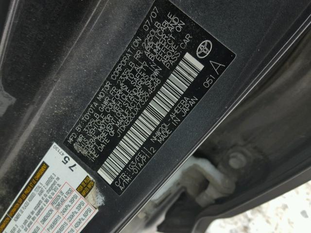 JTDKB20UX73294548 - 2007 TOYOTA PRIUS GRAY photo 10