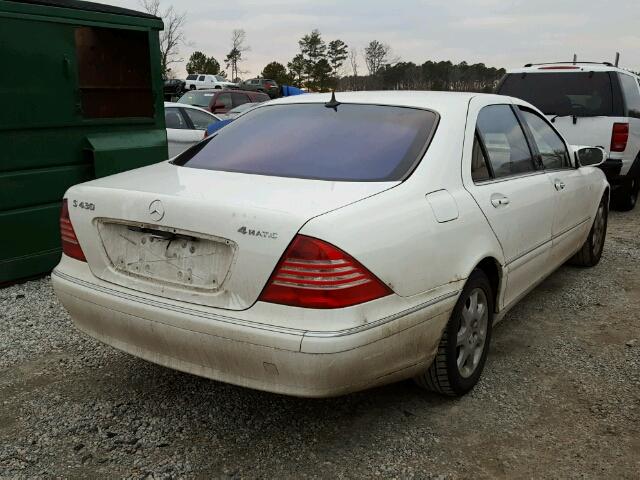 WDBNG83J43A332430 - 2003 MERCEDES-BENZ S 430 4MAT WHITE photo 4