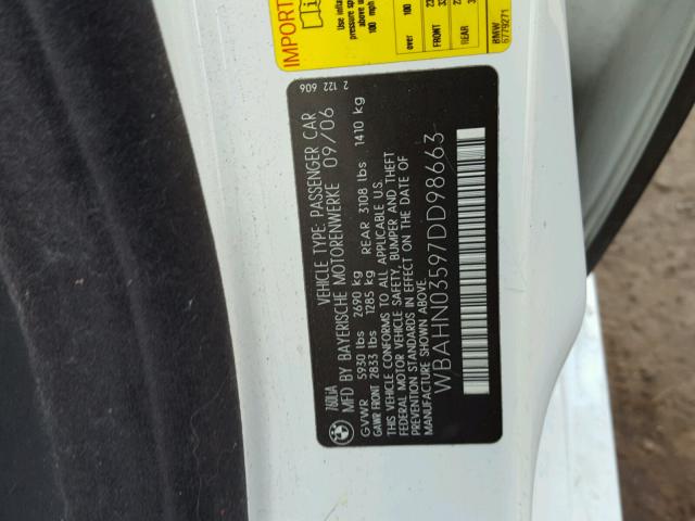 WBAHN03597DD98663 - 2007 BMW 760 LI WHITE photo 10