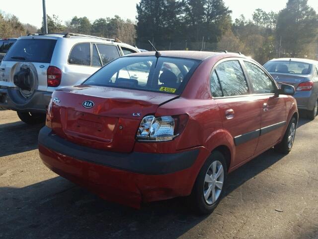 KNADE123476263824 - 2007 KIA RIO BASE RED photo 4