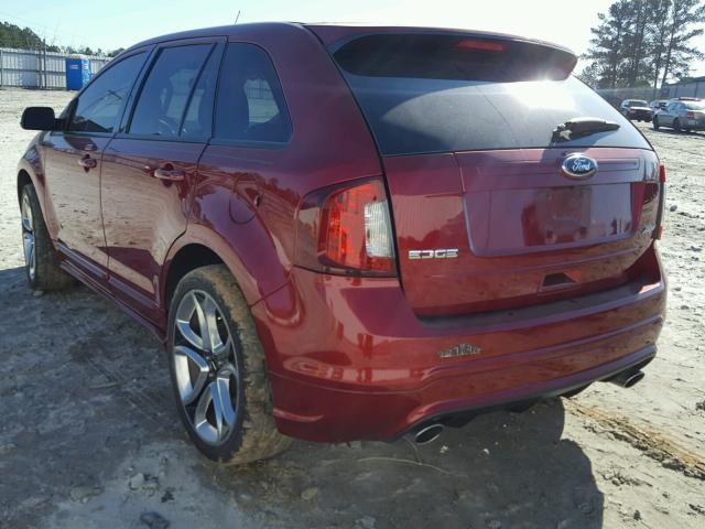 2FMDK3AKXDBA89220 - 2013 FORD EDGE SPORT RED photo 3