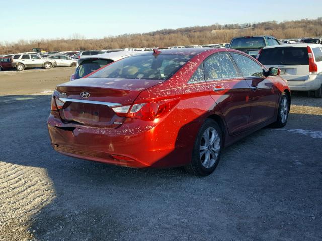 5NPEC4AC2BH190418 - 2011 HYUNDAI SONATA SE RED photo 4