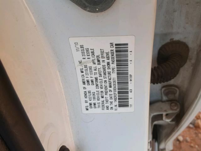 1HGCR2F59EA093671 - 2014 HONDA ACCORD SPO WHITE photo 10