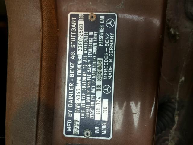 11602412088464 - 1977 MERCEDES-BENZ 280 BROWN photo 10