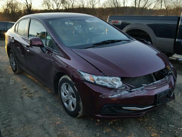 2HGFB2F57DH600049 - 2013 HONDA CIVIC LX BURGUNDY photo 1