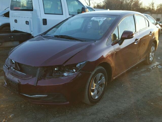 2HGFB2F57DH600049 - 2013 HONDA CIVIC LX BURGUNDY photo 2