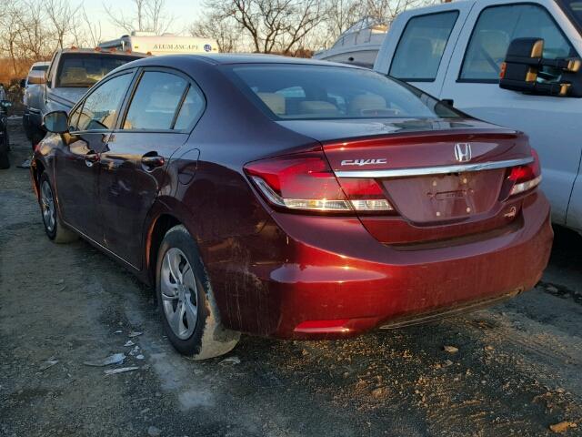 2HGFB2F57DH600049 - 2013 HONDA CIVIC LX BURGUNDY photo 3