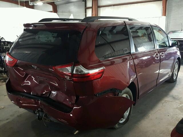 5TDKK3DC3FS578382 - 2015 TOYOTA SIENNA LE BURGUNDY photo 4