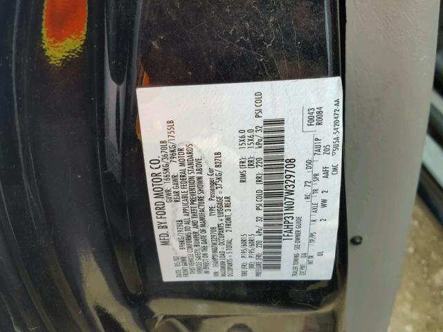 1FAHP31N07W329708 - 2007 FORD FOCUS ZX3 BLACK photo 10