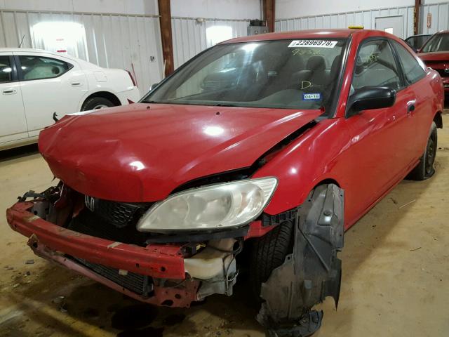 1HGEM22105L069838 - 2005 HONDA CIVIC DX V RED photo 2