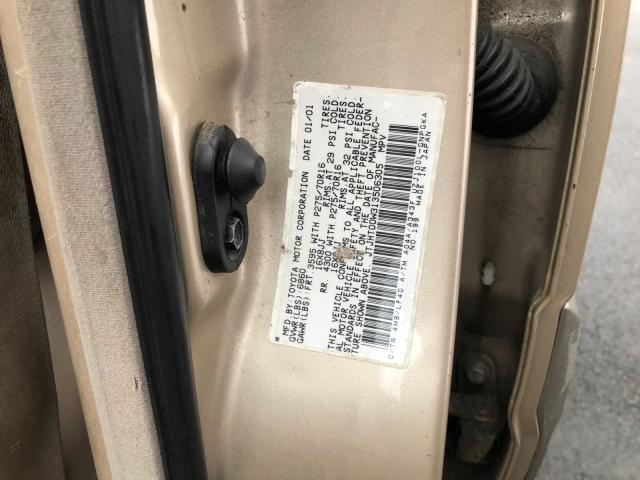 JTJHT00W313506305 - 2001 LEXUS LX 470 TAN photo 10