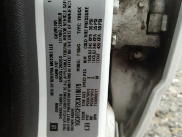 1GCHTCFE2C8118619 - 2012 CHEVROLET COLORADO L WHITE photo 10