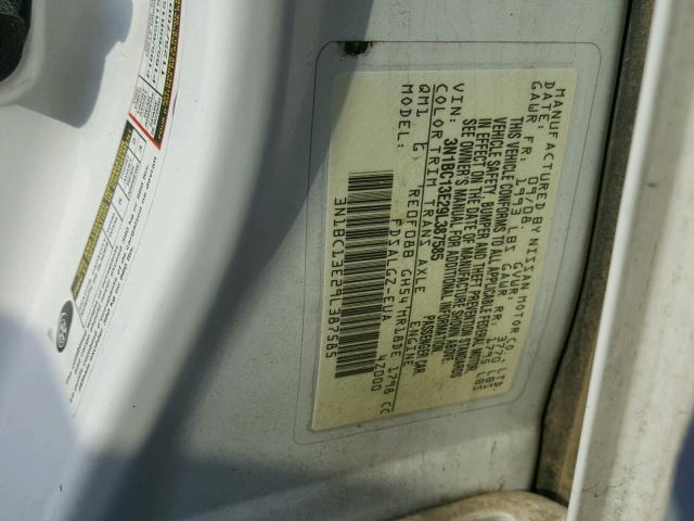 3N1BC13E29L387585 - 2009 NISSAN VERSA S WHITE photo 10