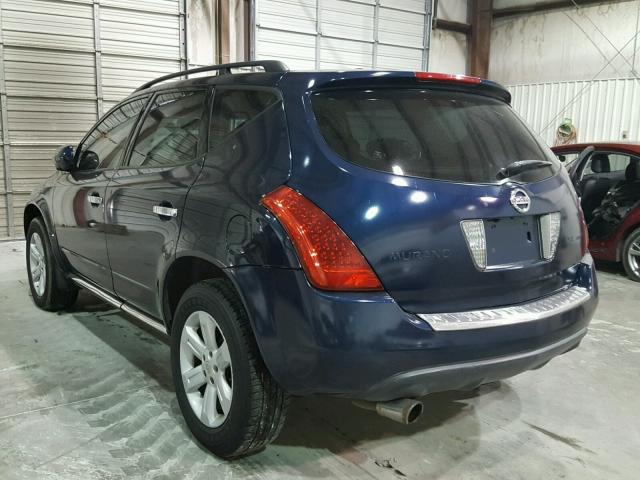 JN8AZ08T77W508390 - 2007 NISSAN MURANO SL BLUE photo 3