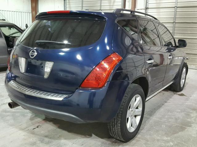 JN8AZ08T77W508390 - 2007 NISSAN MURANO SL BLUE photo 4