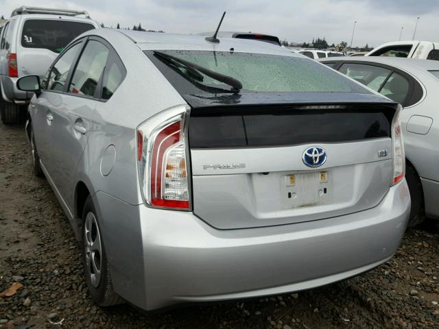 JTDKN3DU3C5521147 - 2012 TOYOTA PRIUS SILVER photo 3