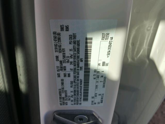 1FMCU0J91HUE16587 - 2017 FORD ESCAPE TIT WHITE photo 10