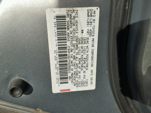 JT6HF10U7Y0095623 - 2000 LEXUS RX 300 GOLD photo 10