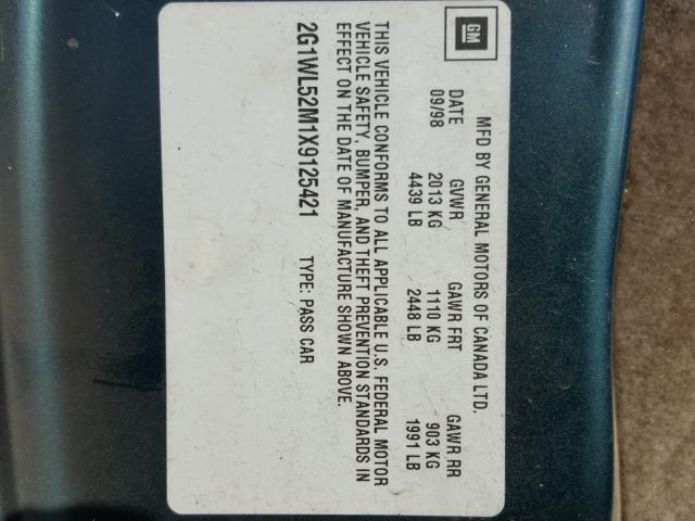 2G1WL52M1X9125421 - 1999 CHEVROLET LUMINA BAS მწვანე ფოტო 10