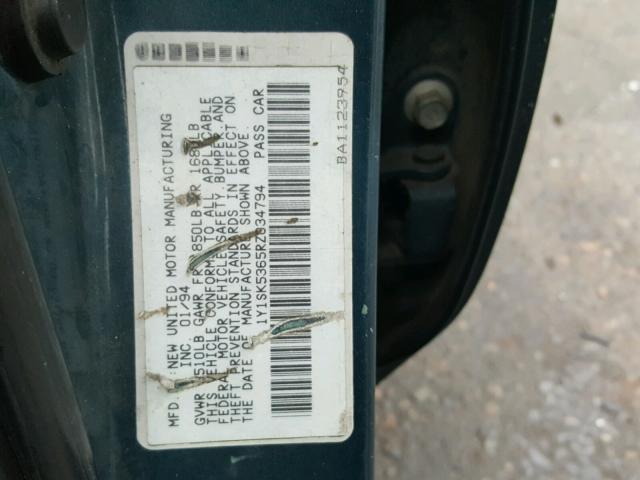 1Y1SK5365RZ034794 - 1994 GEO PRIZM BASE GREEN photo 10