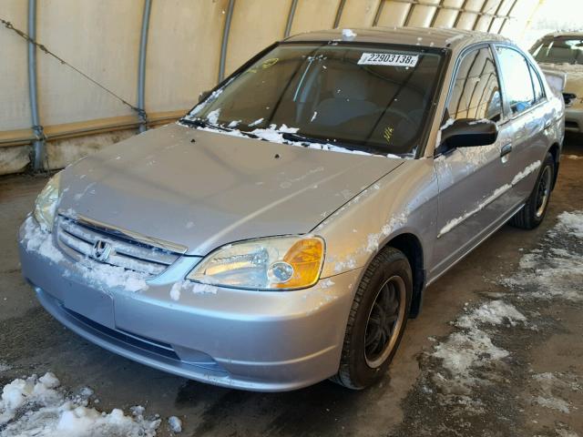 1HGES16511L011776 - 2001 HONDA CIVIC LX SILVER photo 2