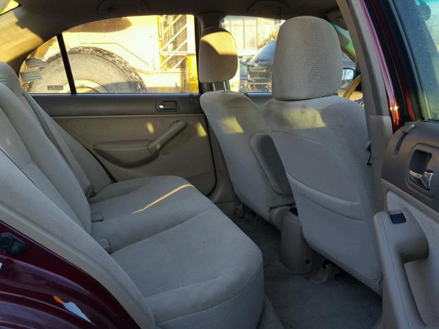 2HGES15522H577445 - 2002 HONDA CIVIC LX BURGUNDY photo 6