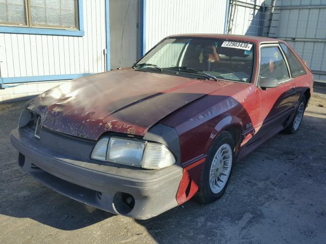 1FABP42E8KF224787 - 1989 FORD MUSTANG GT MAROON photo 2