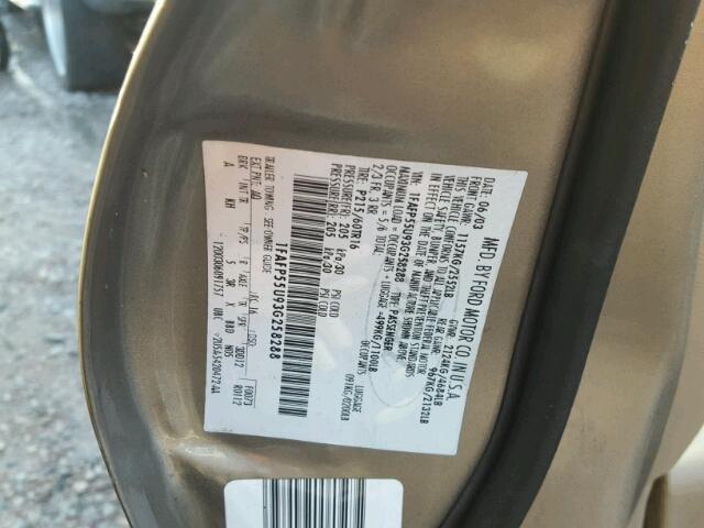 1FAFP55U93G258288 - 2003 FORD TAURUS SES GOLD photo 10