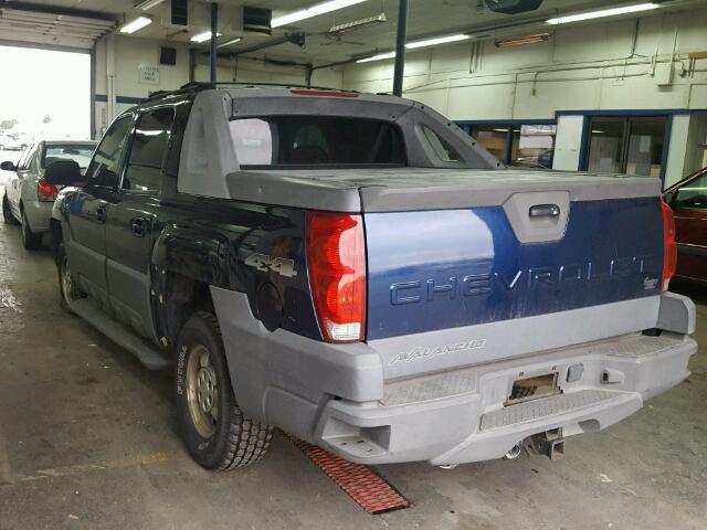 3GNEK13T42G158701 - 2002 CHEVROLET AVALANCHE BLUE photo 3